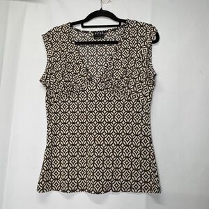 Y2K Vintage BCBG Paris Sleeveless‎ Top L Geometric Print Babydoll Whimsigoth